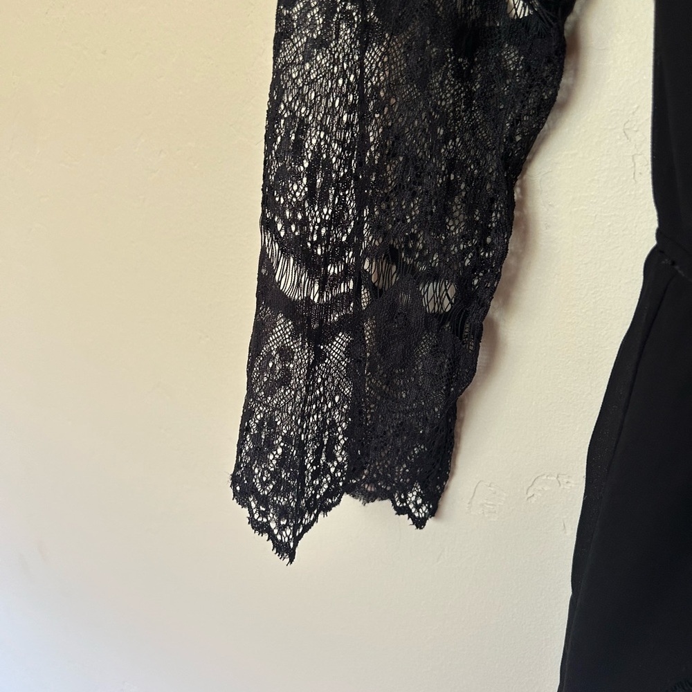 Cotton Candy Black Lace Romper with bell sleeve. Size Small. 007 - Picture 9 of 11